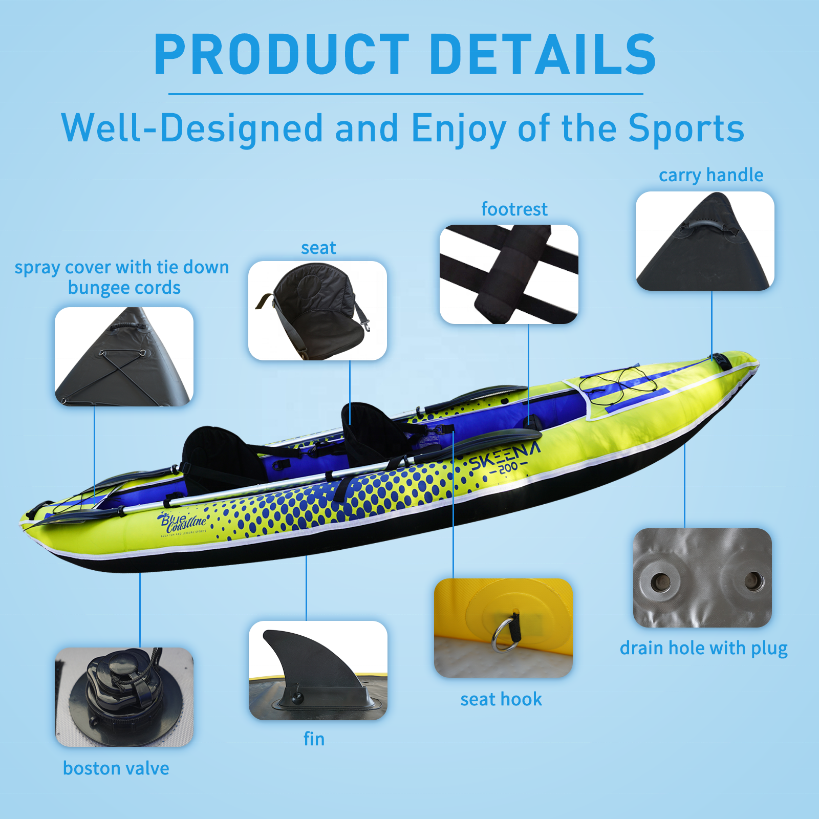 Adult Inflatable Fishing Canoe - Fishing Kayak Paddle incelemesi ve fiyatı